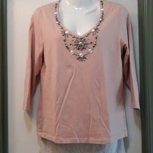 Women's long sleeve blouse pink sz sm